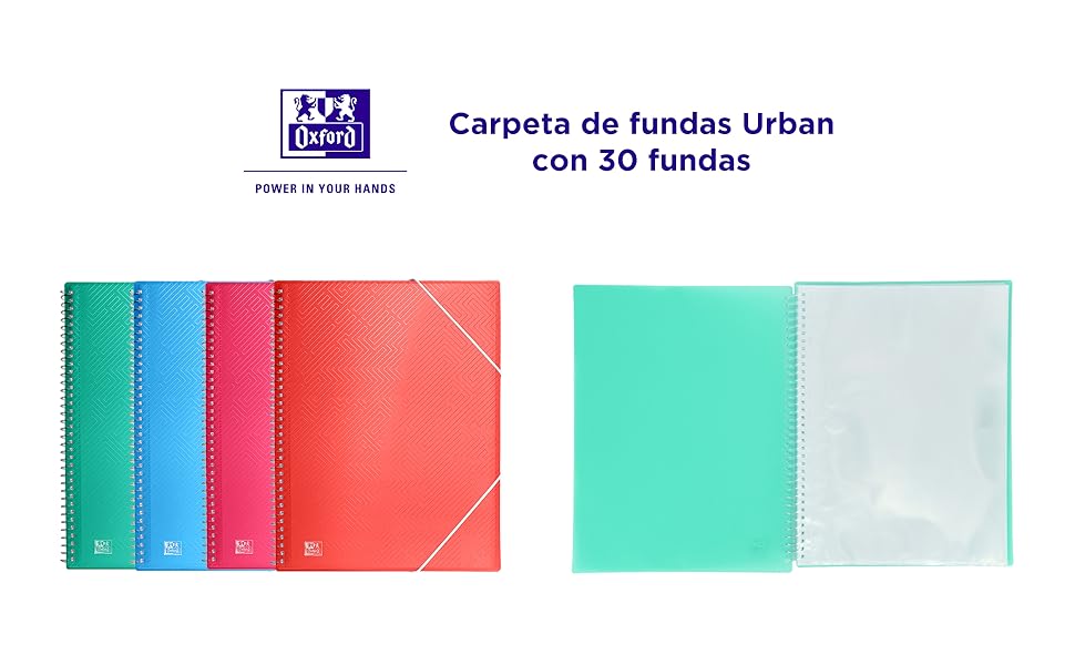 CARPETA ESPIRAL 30 FUNDAS A4 OXFORD URBAN VERDE