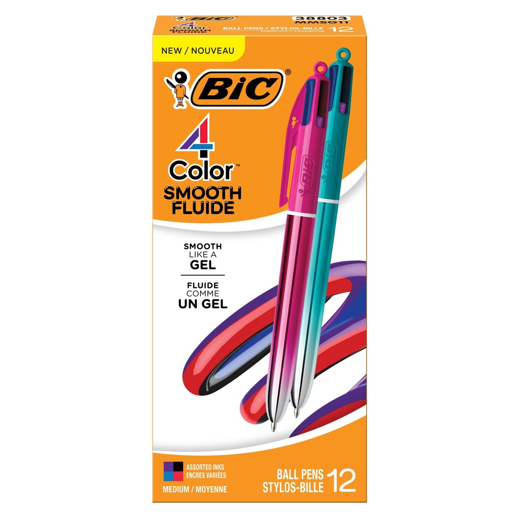 BOLIGRAFO BIC 4 COLORES PUNTA MEDIA PLATA