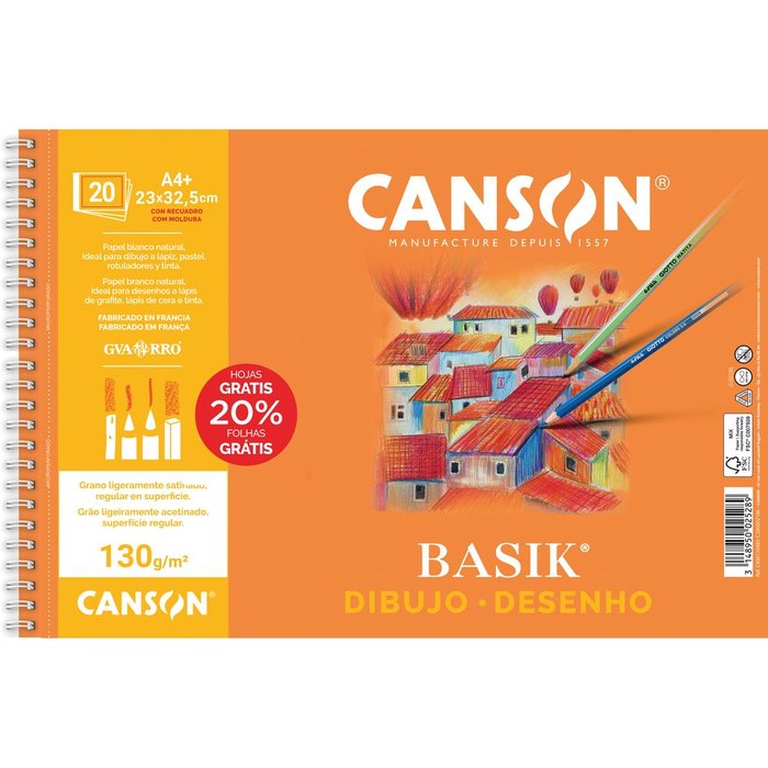 BLOC DIBUJO A4+ 130 GRS C/REC MICROPERFORADO 20% GRATIS - CAJA DE 10