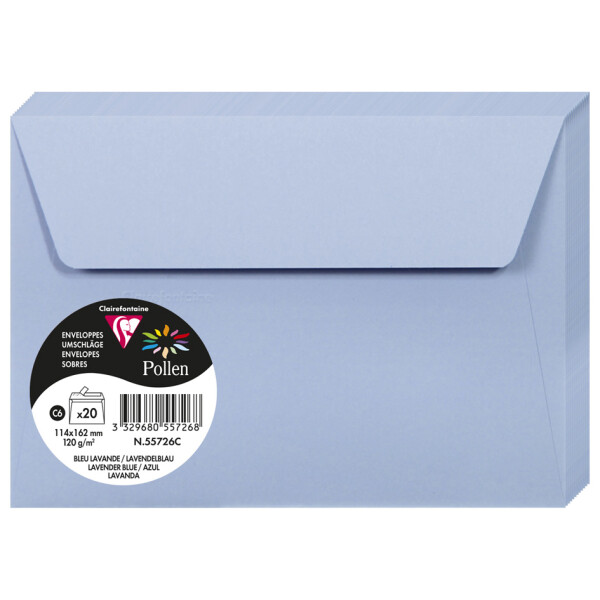 P. 20 SOBRES 114X162MM AZUL LAVANDA