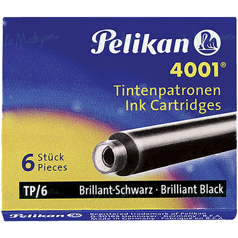 TINTA PARA PLUMAS PELIKAN NEGRA -CAJA 6 CARTUCHOS