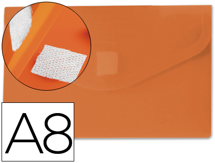 CARPETA LIDERPAPEL DOSSIER BROCHE POLIPROPILENO DIN A8 NARANJA CON CIERRE DE VELCRO