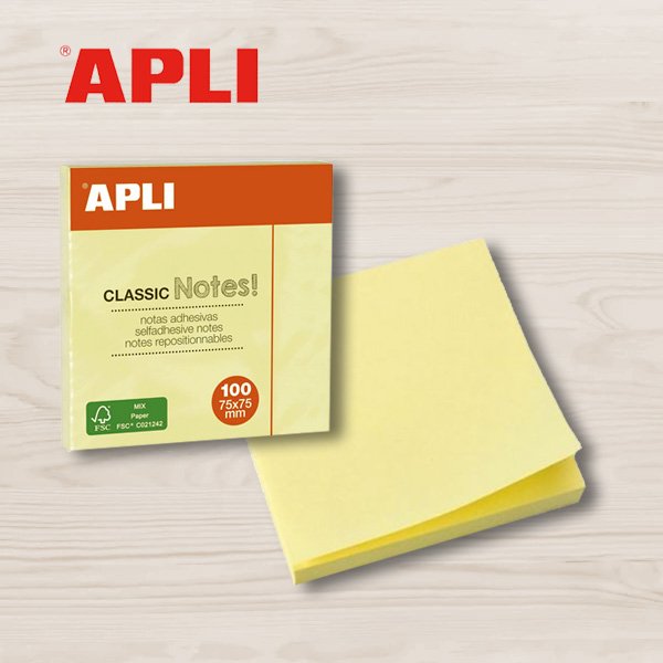 NOTAS ADHESIVAS 75X75 APLI AMARILLO