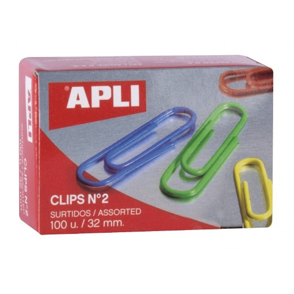 CLIPS COLORES SURTIDOS N�2 32 MM 100 U.