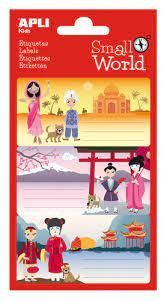 ETIQUETA ESCOLAR ADHESIVA INDIA JAPON Y CHINA