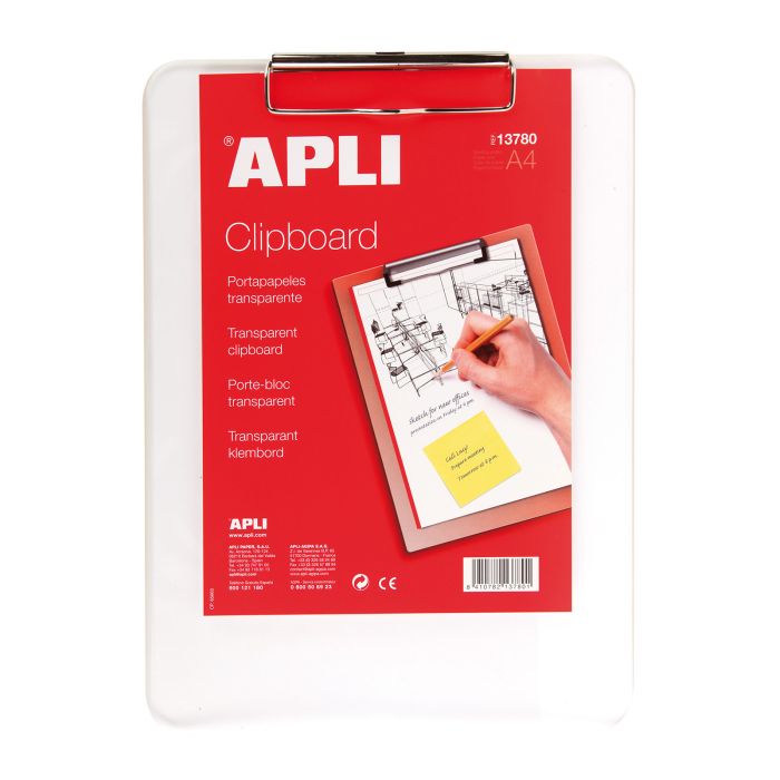 CARPETA PLACA C/PINZA APLI TRANSP. A4
