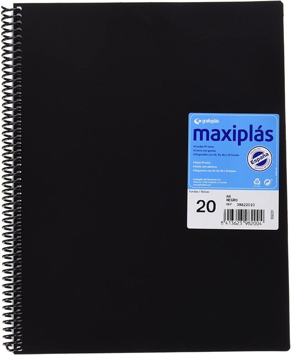CARPETA 20 FUNDAS MAXIPLAS NEGRA