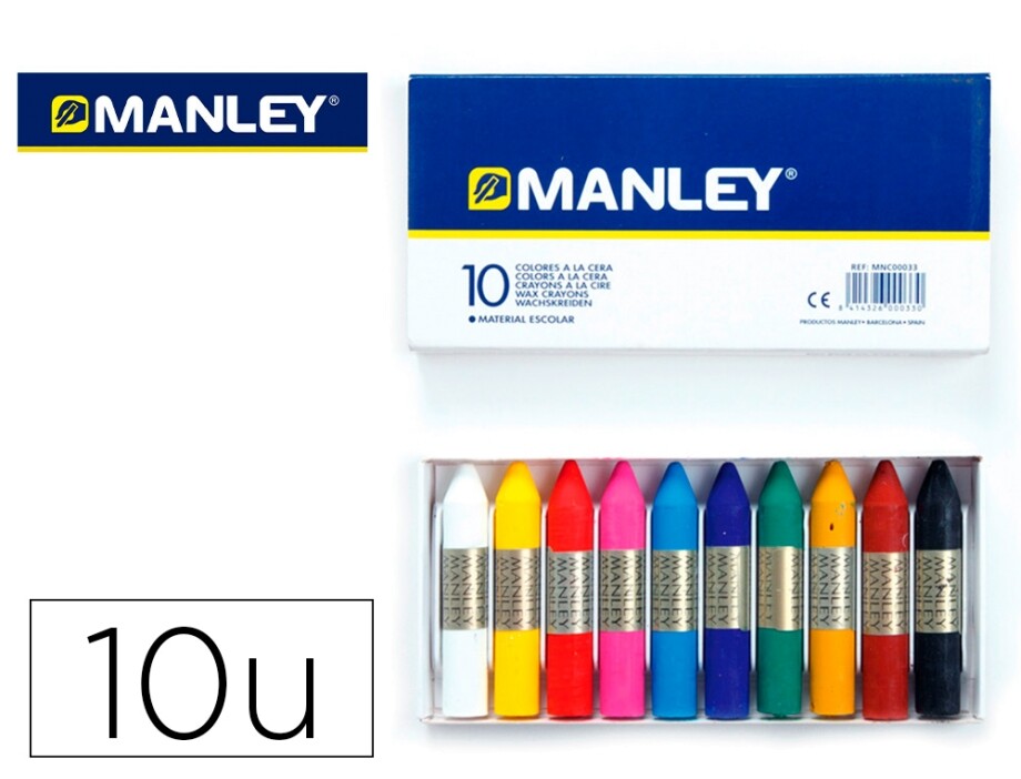 LAPICES CERA MANLEY -CAJA DE 10 COLORES REF.110