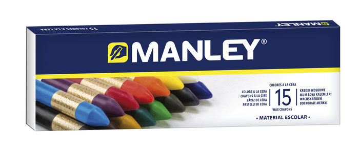 LAPICES CERA MANLEY -CAJA DE 15 COLORES REF.115