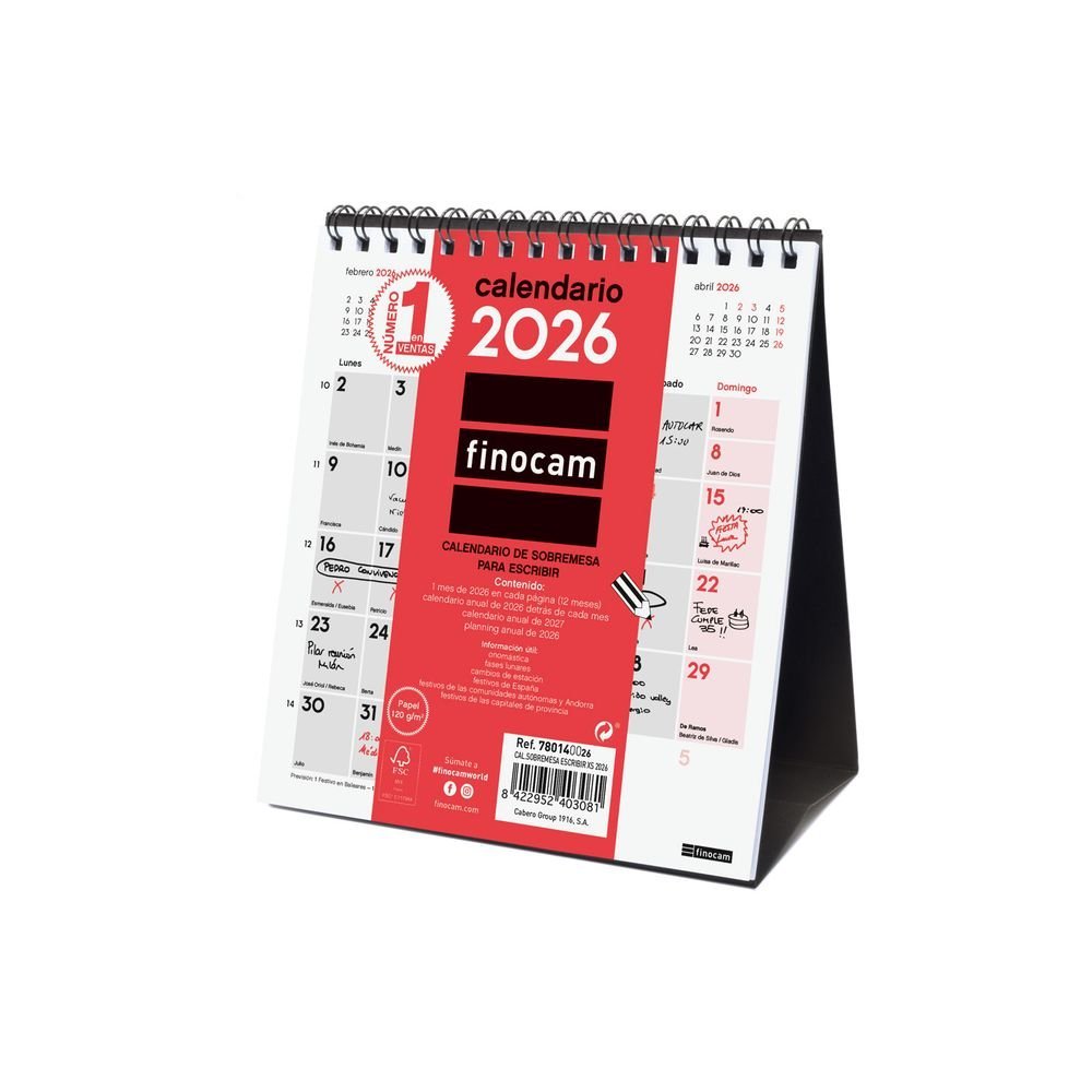 CALENDARIO 2026 SOBREMESA ESCRIBIR XS FINOCAM