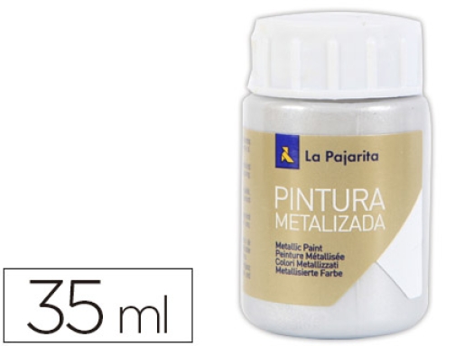 PINTURA METALIZADA LA PAJARITA PLATA 35 ML ENVASE DE 6