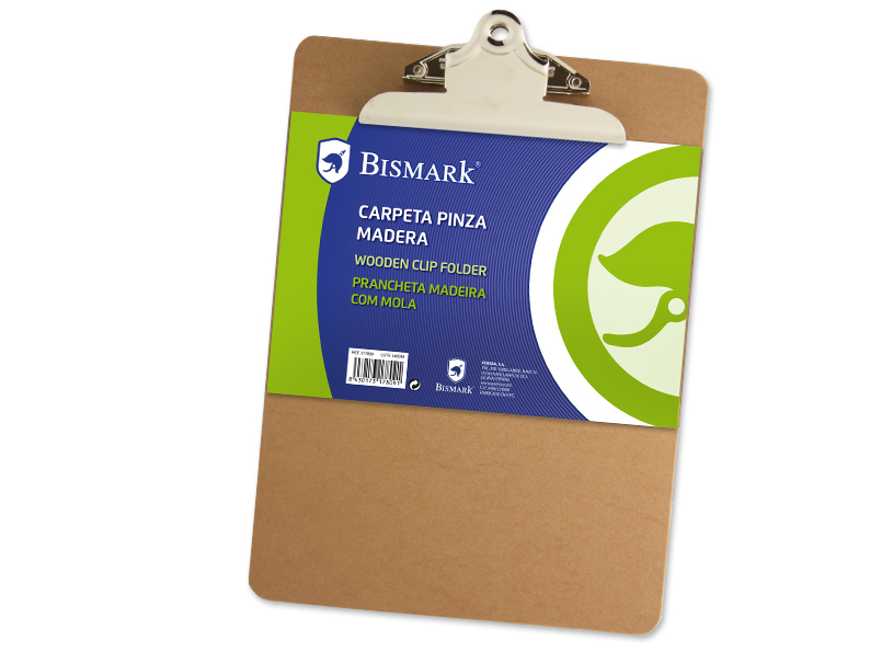 CARPETA MADERA PINZA METALICA BISMARK A4