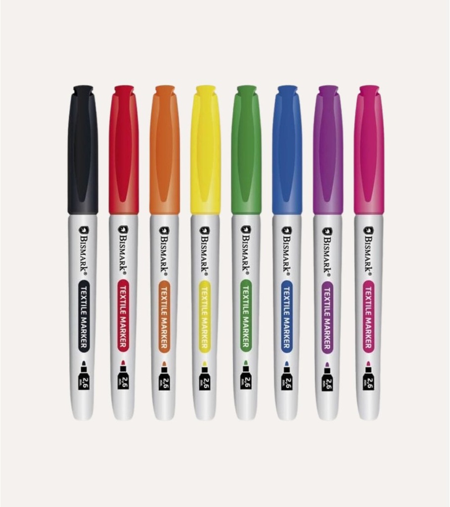 SET 8 ROTULADORES PERMANENTE TEXTIL COLORES VIVOS