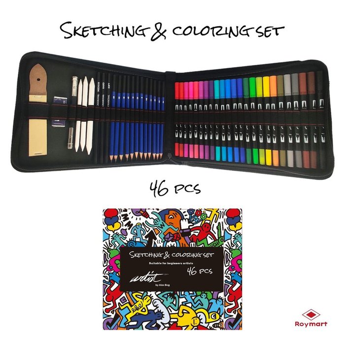 ESTUCHE 46 PZAS.SKETCH CON ROTULADORES DOBLE PUNTA