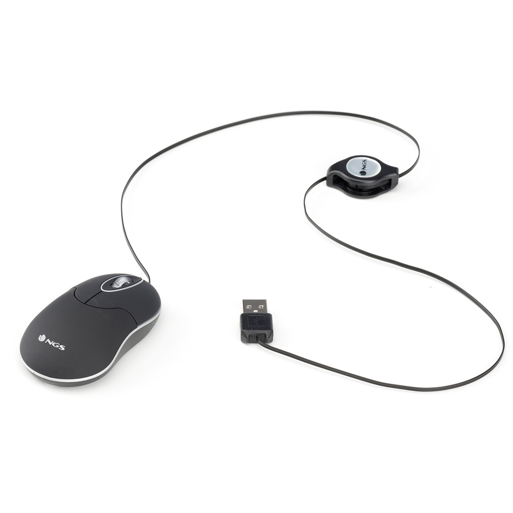 RATON OPTICO USB RETRACTIL NEGRO