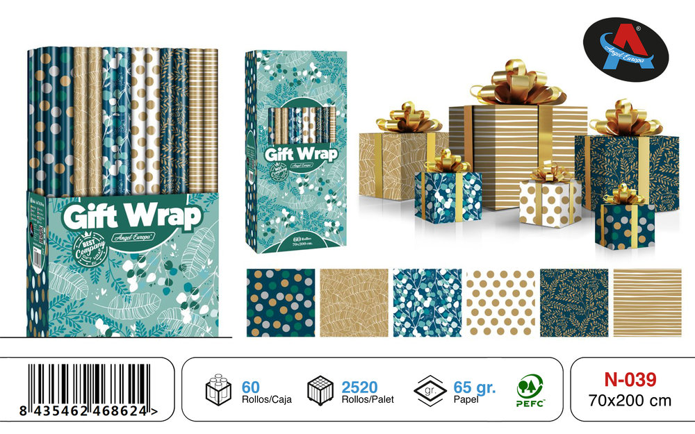 PAPEL REGALO ROLLO 70X200 TODO EL A�O
