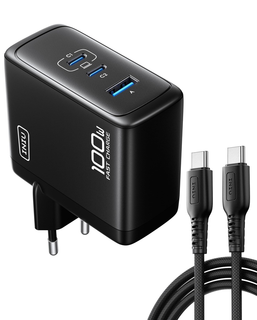 CARGADOR ULTRARRAPIDO GAN 30W USB-C+USB-A BLANCO