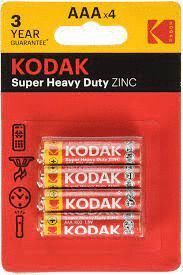 PILAS KODAK CLORURO ZINC AAA 1,5V LR03 BLISTER 4 UNIDADES