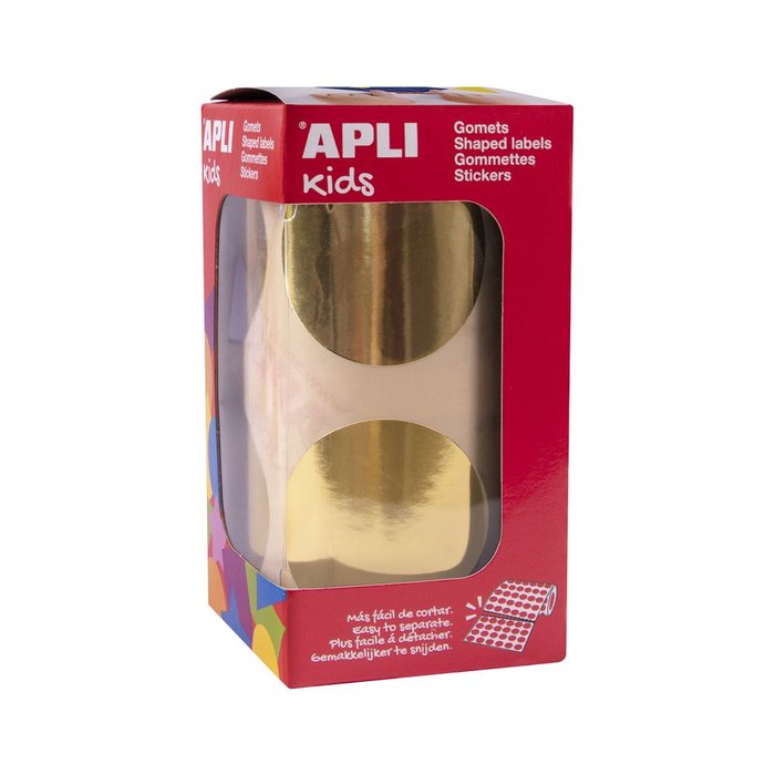 Rollo gomets redondos ø45 mm metalizados oro