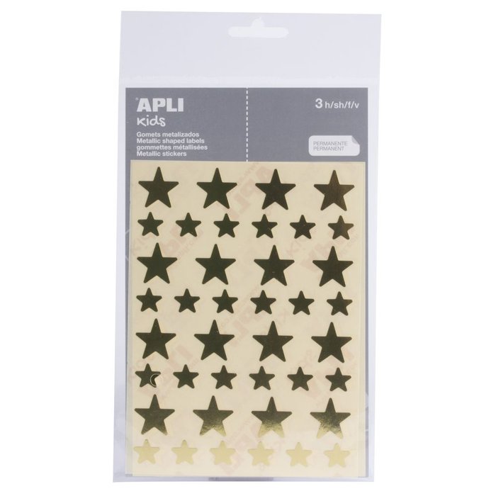 Gomets estrella oro bolsa 3 hojas/120 ud