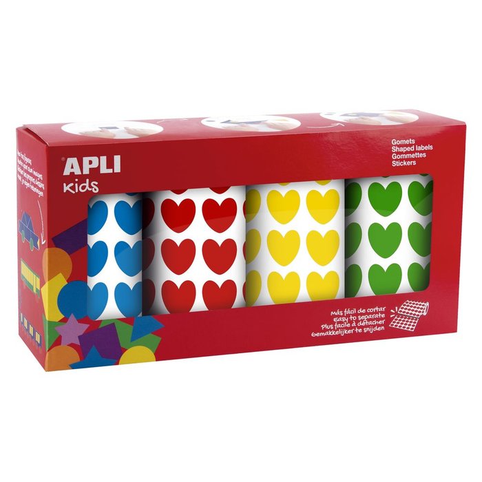 Pack 4 rollos gomet corazones 7080 unidades