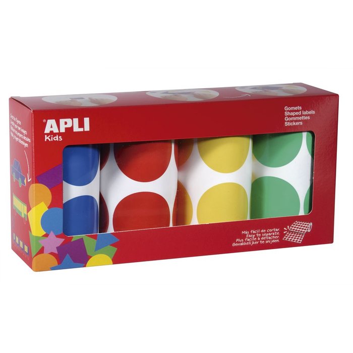Pack gomets redondos 45MM amarillo azul rojo verde 4U,