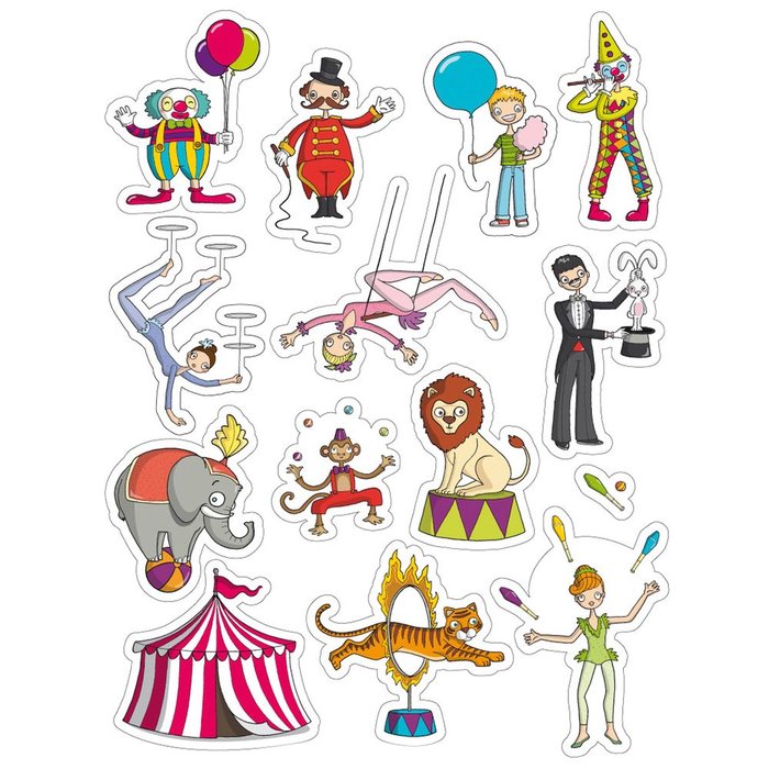 Gomets tematicos el circo 12 hojas
