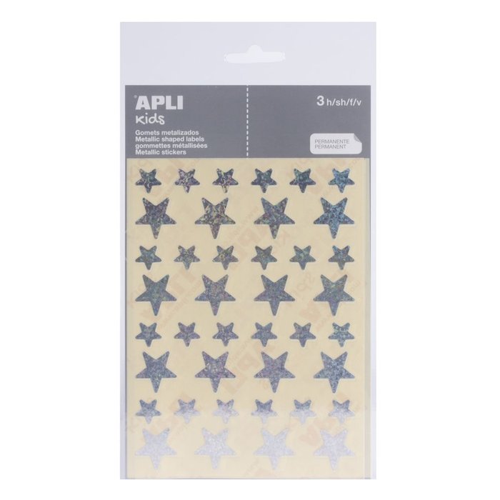 Bolsa gomets estrellas 12,5 y 19,5 mm holograficos 3 hojas