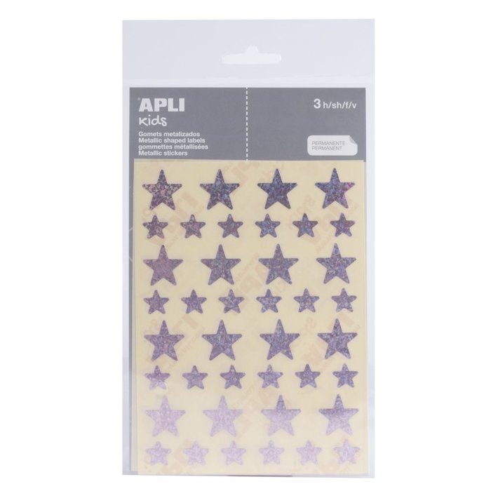 Bolsa gomets estrellas 12,5 y 19,5 mm holograficos rosas