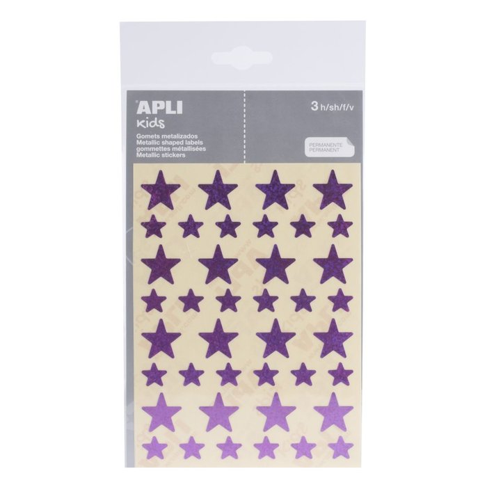 Bolsa gomets estrellas 12,5 y 19,5 mm holograficos lilas