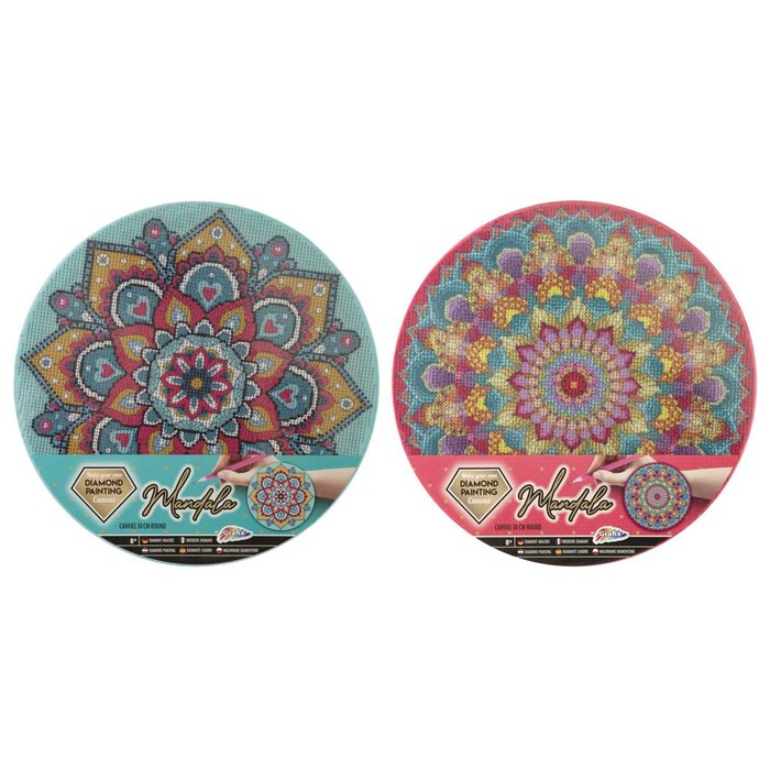 Pinta con diamantes sobre lienzo mandala