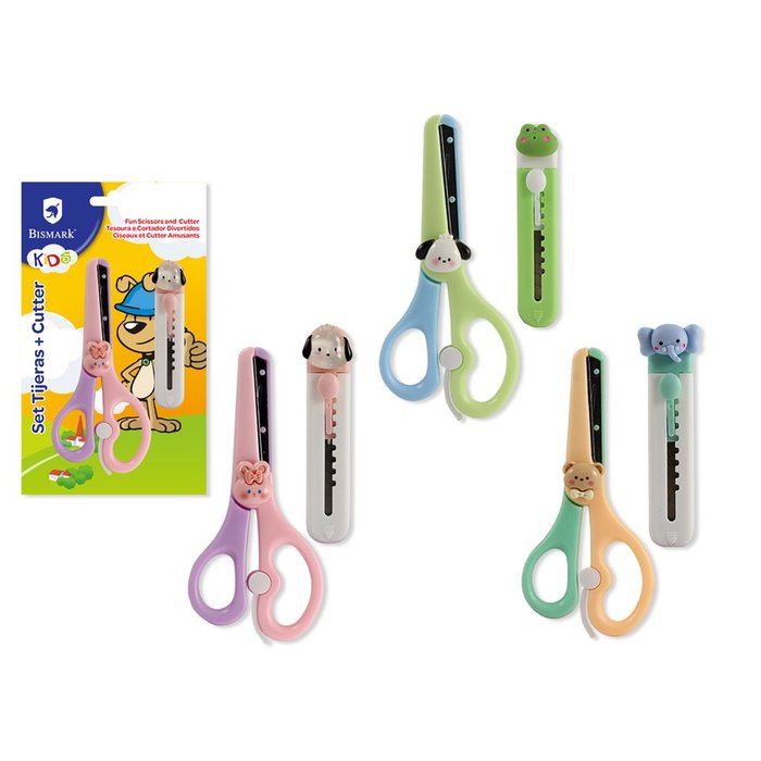 Set tijeras + cutter divertido surtidos