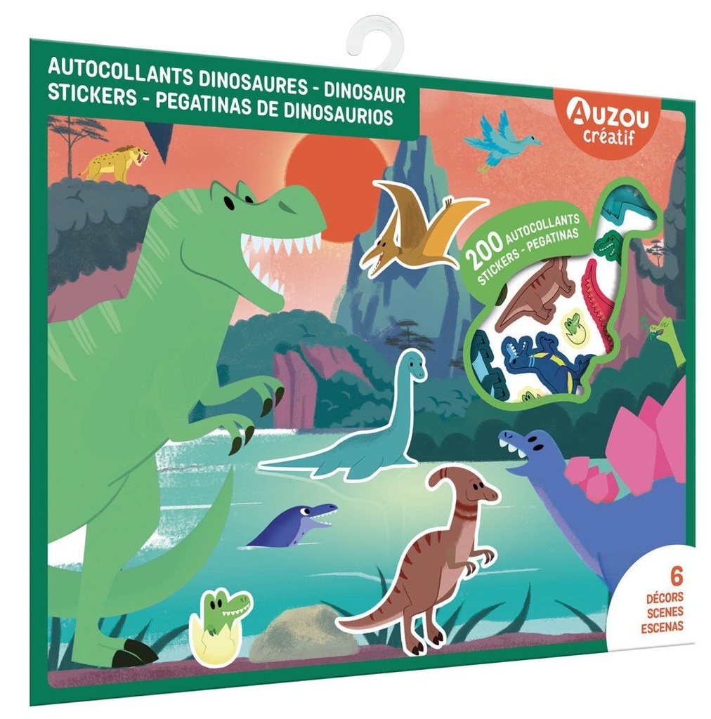 Pegatinas de dinosaurios. Estuche de artista