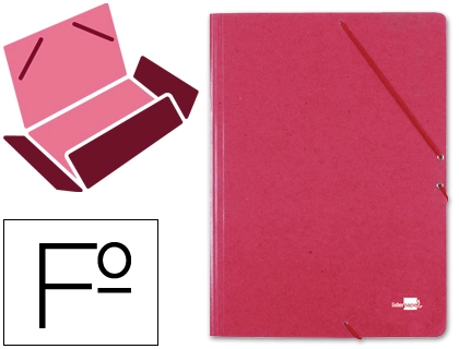 Carpeta LIDERPAPEL gomas folio 3 solapas carton prespan roja
