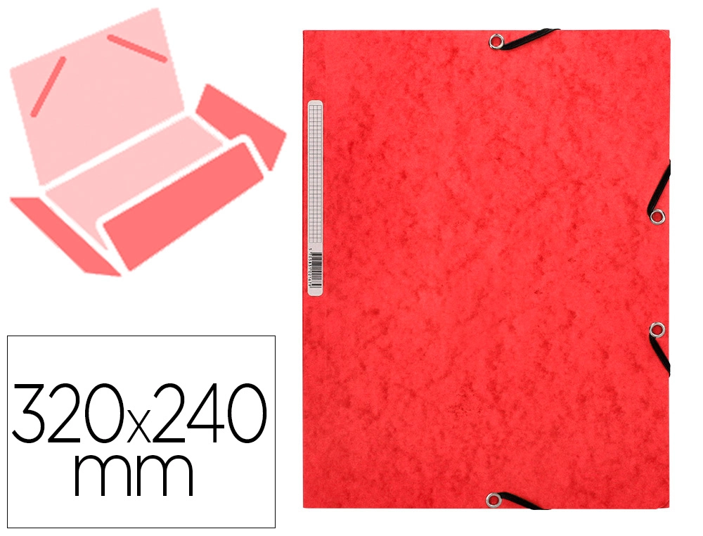 Carpeta Q-CONNECT gomas KF02165 carton simil-prespan solapas 320X243 mm roja