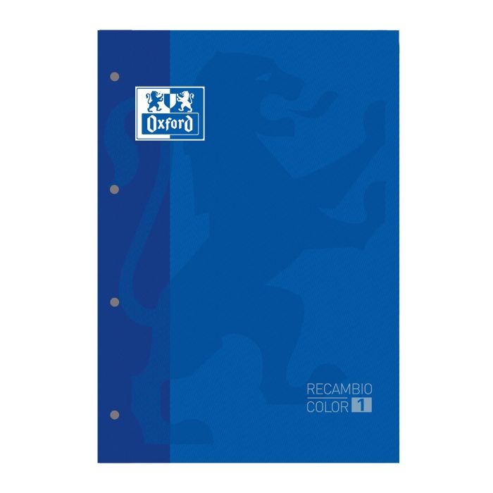 Recambio bloc OXFORD 4 taladros con tapa A4 90G 80H 5X5 azul