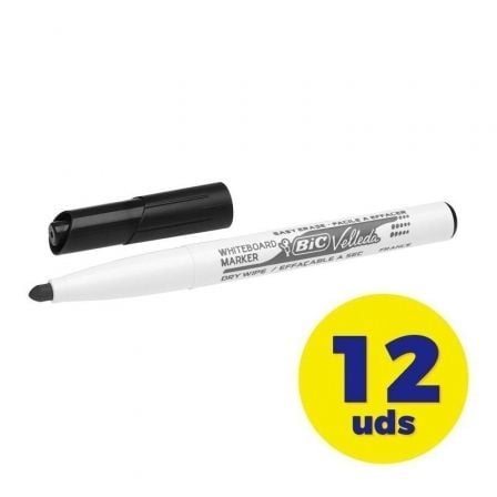 ROTULADOR BIC VELLEDA PARA PIZARRA NEGRO -PUNTA REDONDA 2 MM ENVASE DE 12