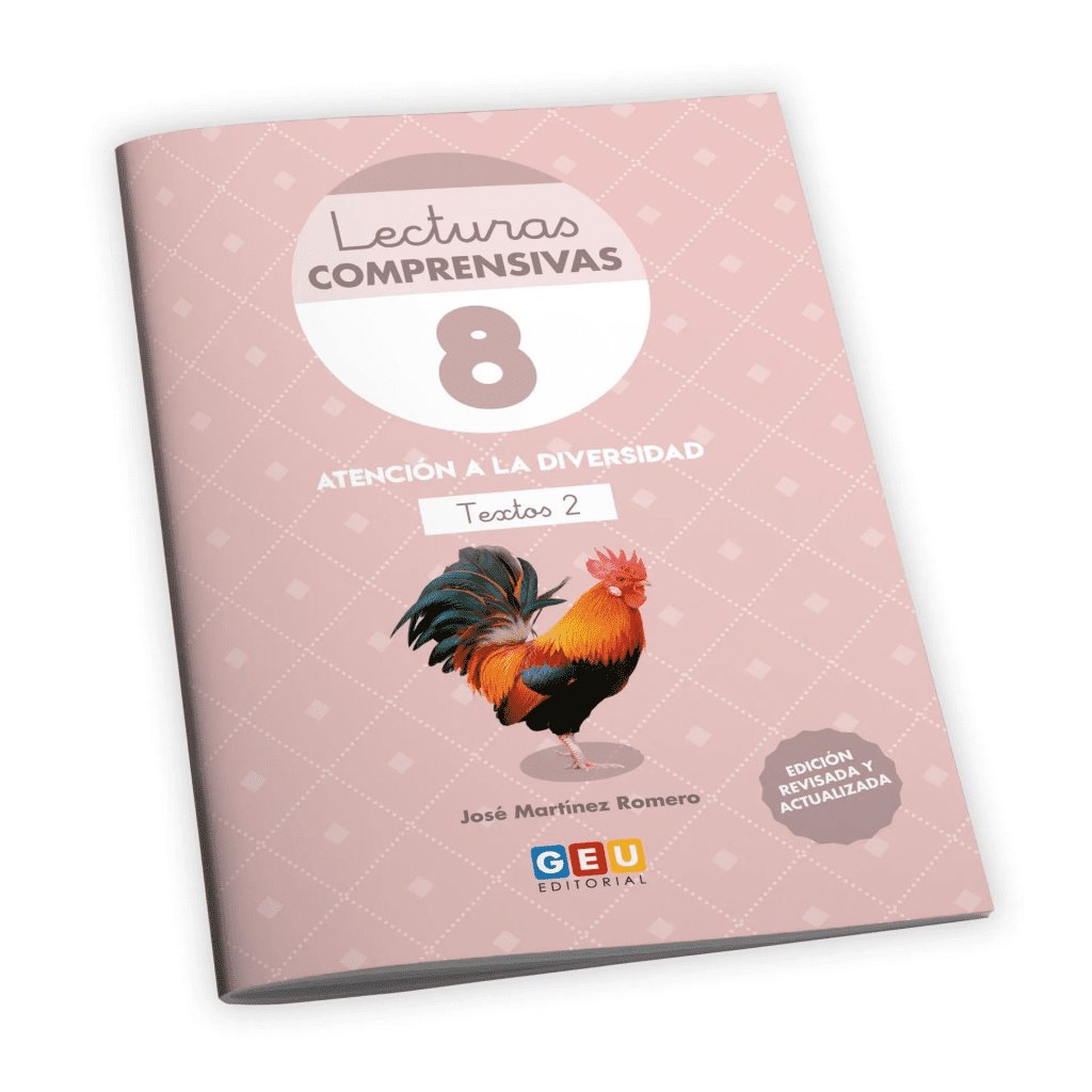 Lecturas comprensivas 8. Cuaderno de refuerzo escolar I 2º de primaria I Ejercicios de comprensión lectora. Ortografía y gramática. Leo Textos hasta 250 palabras. Pauta cuadrícula I Editorial GEU.