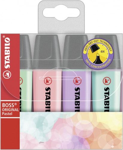 ROTULADOR STABILO BOSS PASTEL FLUORESCENTE 70 ESTUCHE DE 4 UNIDADES SURTIDAS