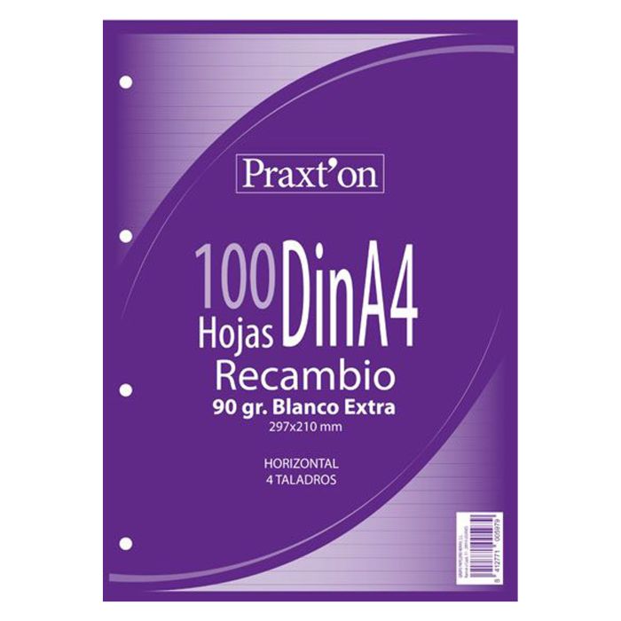 Recambio bloc PRAXTON 4 taladros A4 90G 100H horizontal