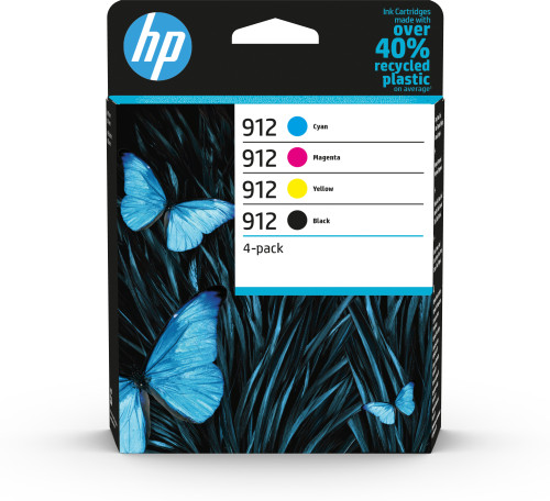 Hp paquete de 4 cartuchos de tinta original 912 negro/cian/magenta/amarillo