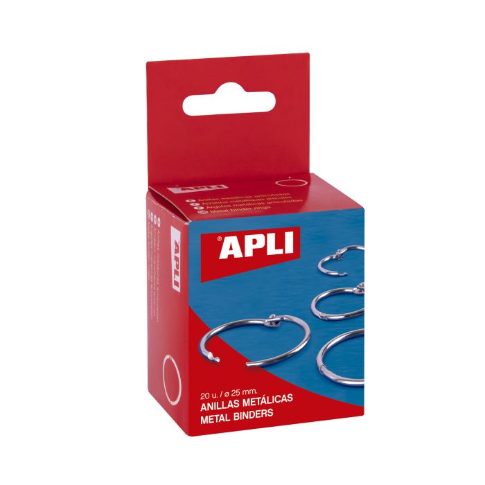 Anillas metalicas APLI 25MM plata caja 20UD