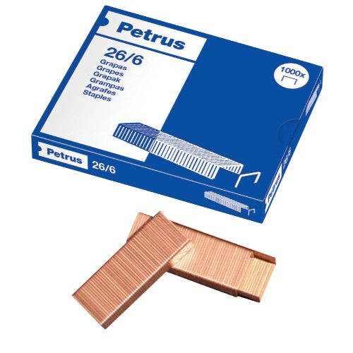Grapas PETRUS 6 mm 30 hojas 26/6 1000 unidades