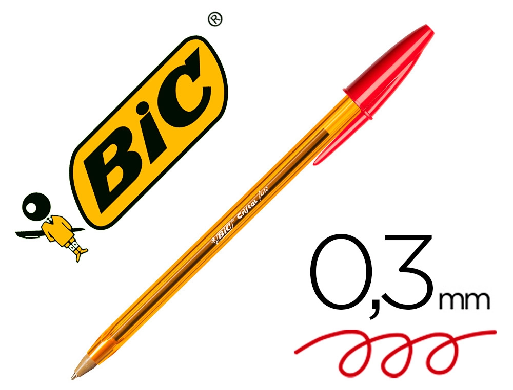 Boligrafo BIC cristal fine 0,8 mm rojo