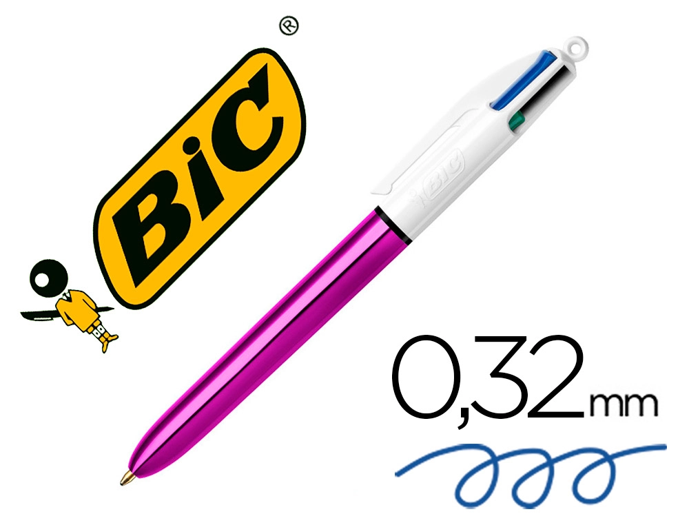 Boligrafo BIC cuatro colores shine morado punta de 1 mm