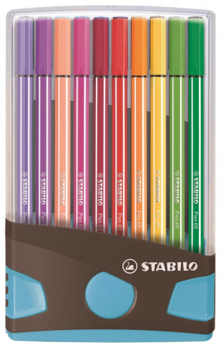 Caja 20 rotuladores pen 68 colorparade punta 1 mm antracita/azul STABILO 6820-04-04