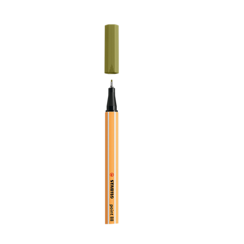 Rotulador punta fina point 88 0.4MM verde barro STABILO 88/37
