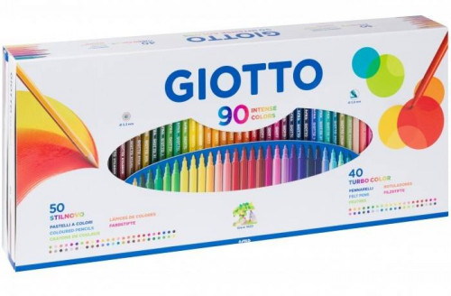GIOTTO stilnovo caja 50 lapiceros + 40 rotuladores + sacapuntas GIOTTO F257500