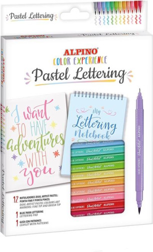 Estuche 12 rotuladores pastel lettering kit ALPINO AR001093