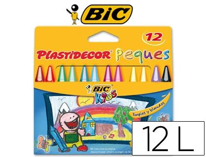 Lapices cera PLASTIDECOR peques caja de 12 colores surtidos